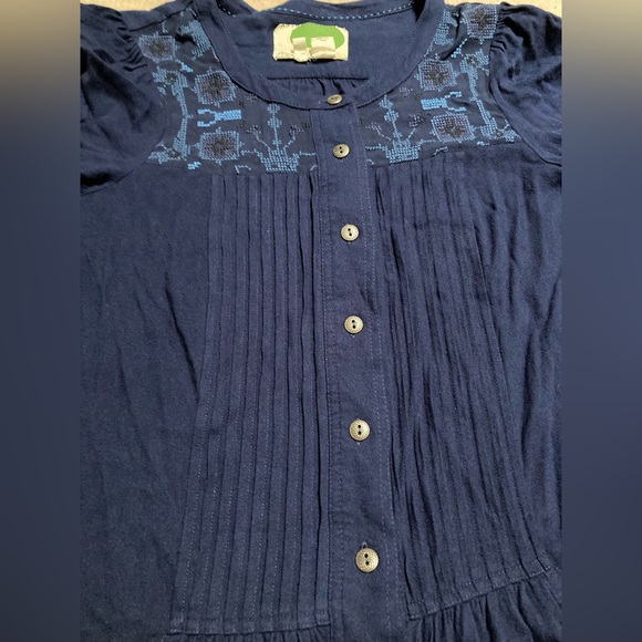 Anthropologie Dubois Blue Embroidered Tunic Shirt Dress - size US 0 - Picture 7 of 11